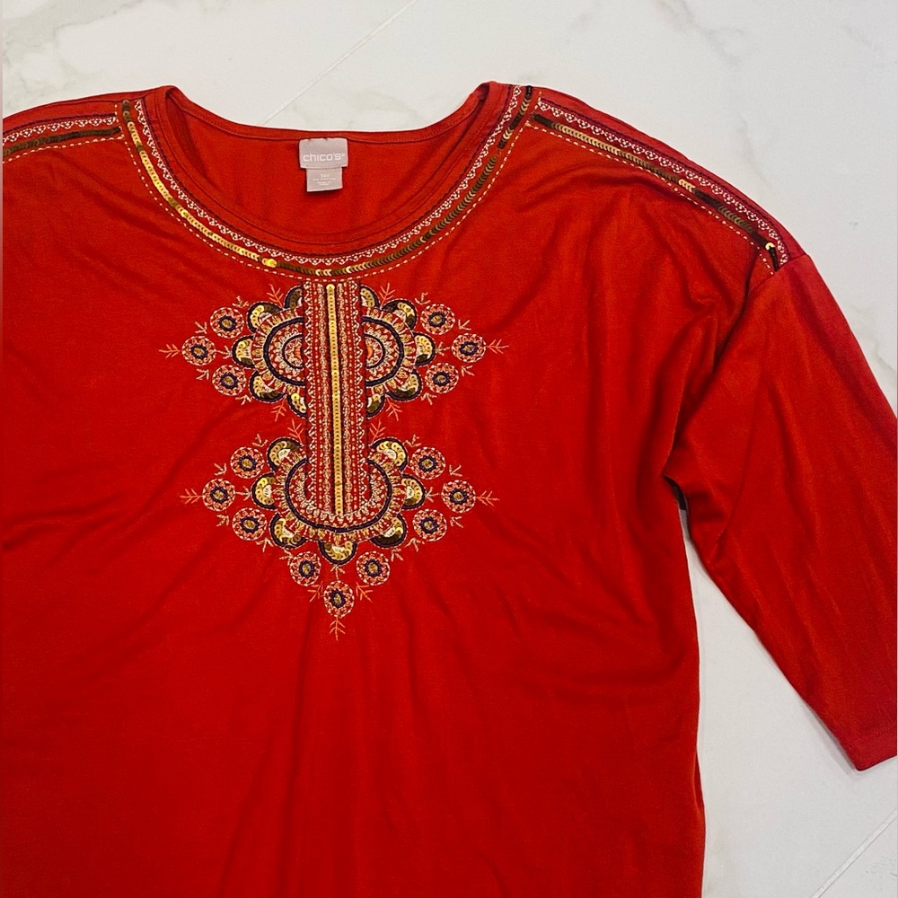 Chico’s 3/4  length sleeve T-shirt with pretty embellishments!
